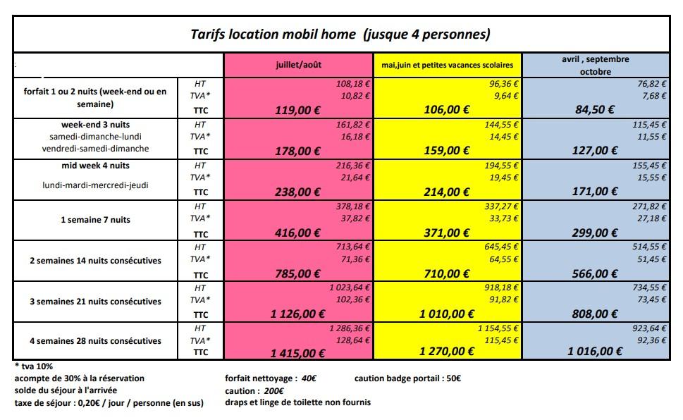 Tarifs loc mh 2023